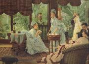 James Tissot In The Conservatory (Rivals) (nn01) oil painting reproduction